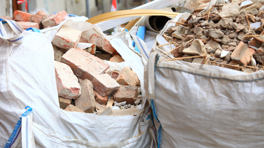 Builders bags full of timber